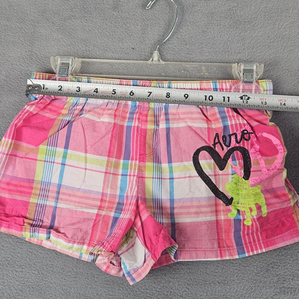 Y2k Vintage Aeropostale Pink Plaid Micro Short Elastic Wasit Size XS - Picture 2 of 7